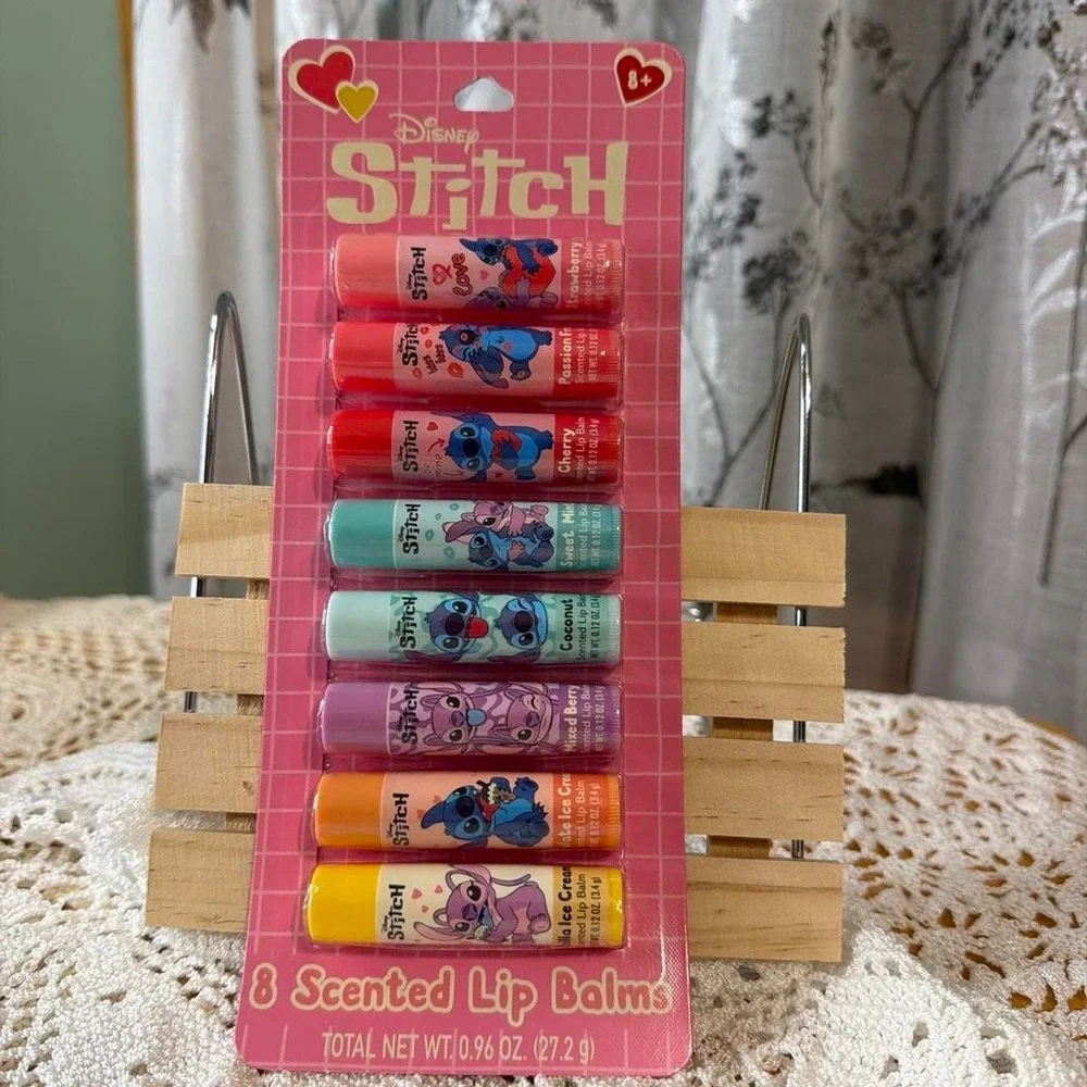 Disney Lilo & Stitch 8 Pack Scented Lip Balms Strawberry Coconut Vanilla New
